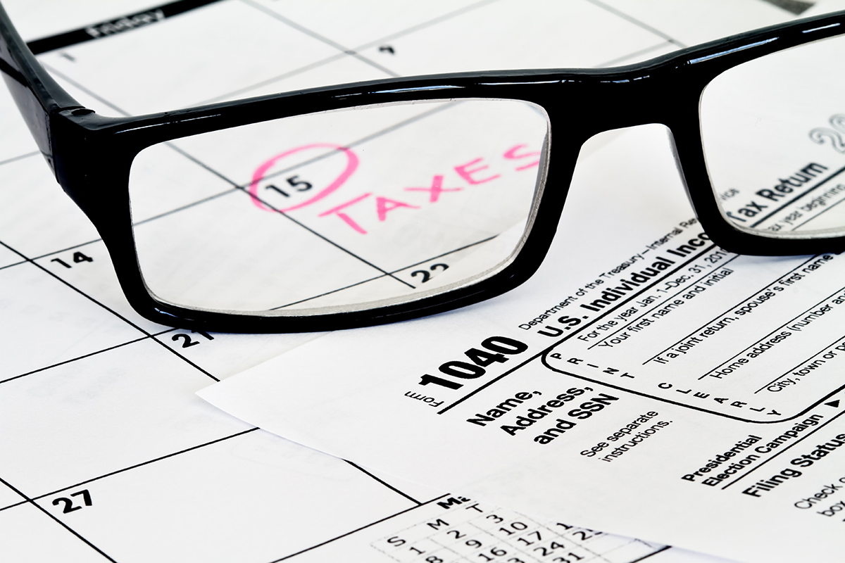 tax form with calendar and due date